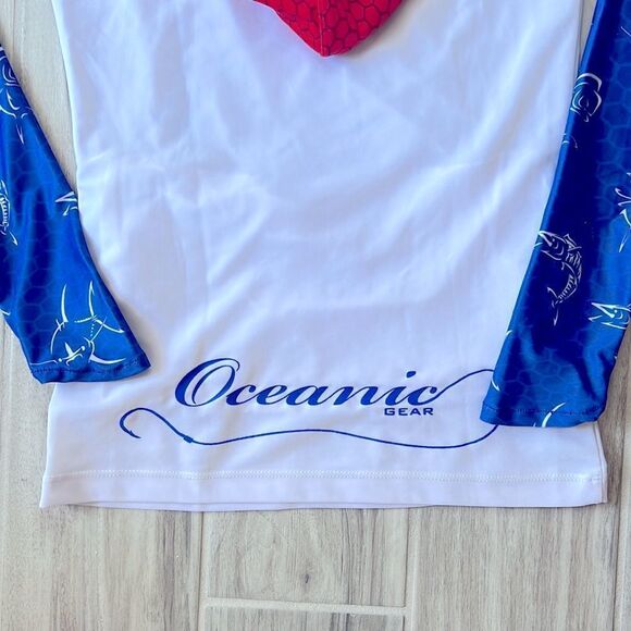 Oceanic Gear Fishing RashGuard Long Sleeves With Hood And Zipper Pockets XS - Picture 5 of 5